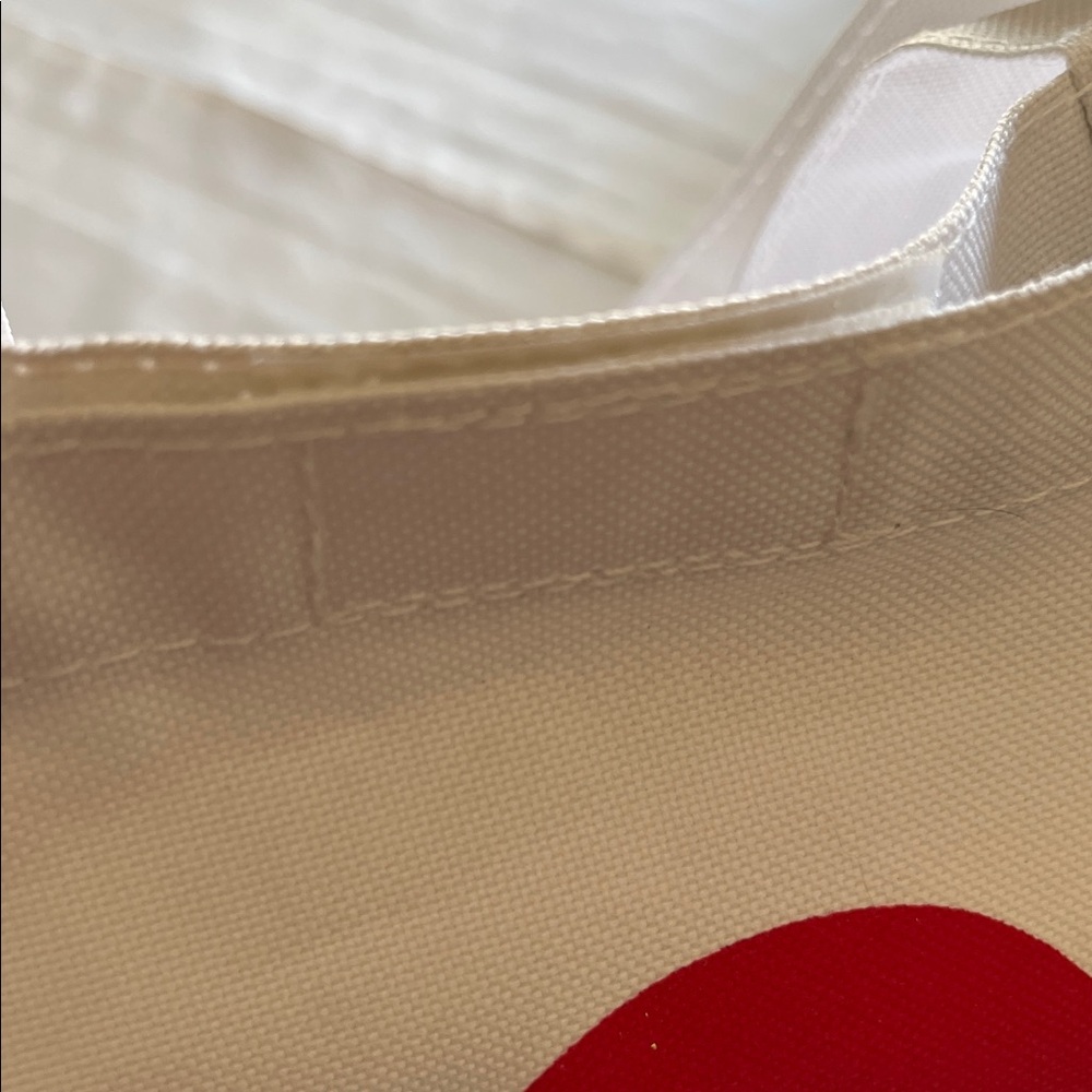 I Love LV White Canvas Tote Bag with Red Heart - Picture 9 of 10